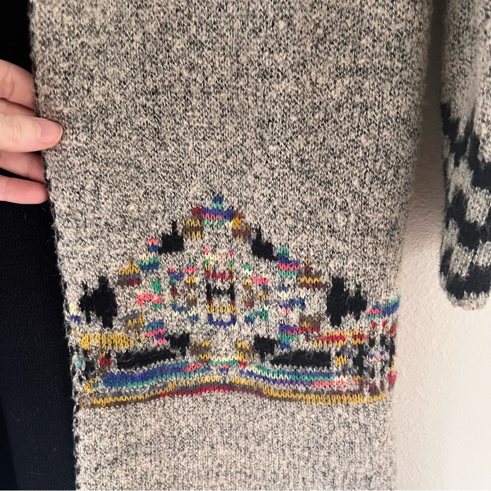 Gray Hooded Cardigan with Multicolor Accents - Picture 5 of 9